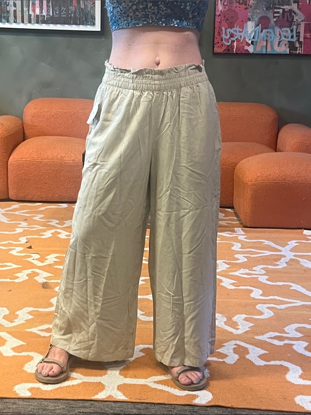 DIP Linen Blend Easy Care Collection Wide Leg pants size M NWT